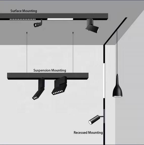 LED Track Magnetic Track Light System Low Voltage DC48V Recessed Surface Mounted