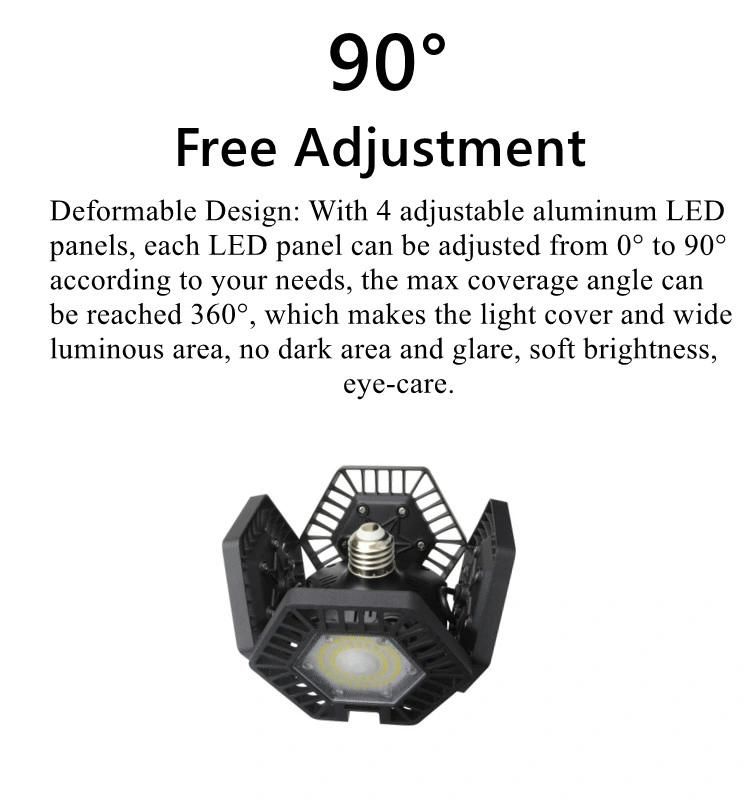 3000K-6500K 120W LED Deformable Garage Ceiling Light