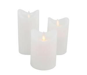 Pack 3 Battery Operated Moving Flame LED Real Wax Candle Light
