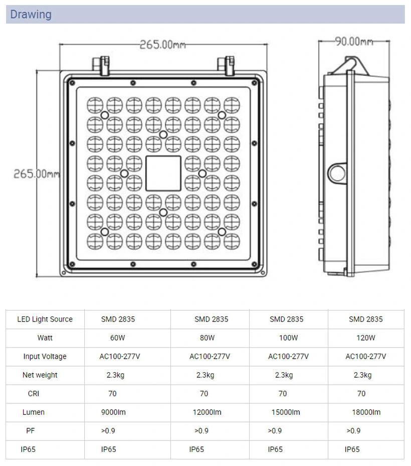 Good Price 150lm/W New LED Canopy Light for Garage 100W