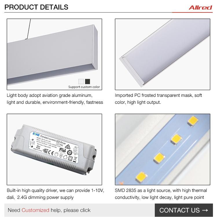Factory Wholesales Suspended Trimless LED Linear Light 1200mm 1500mm 4FT 8FT LED Shop Light Fixtures