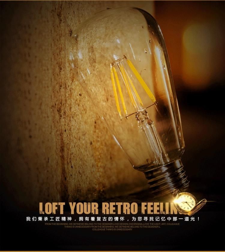 Warm White E27 St64 Dimmable Vintage LED Filament Edison LED Bulb Light