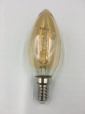 C35 Decorative Edison Antique Rib Golden Amber LED Filament Bulb Light Lamp with Cool Warm Day Light E27 E14 B22 B15