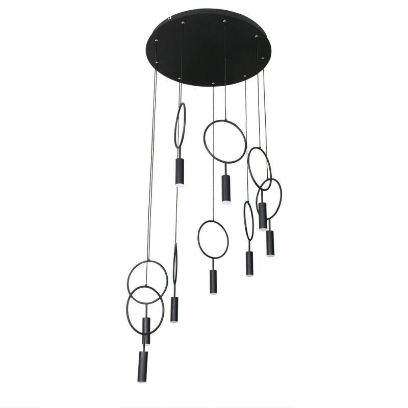 Masivel Black European Modern Chandelier for Staircase Living Room