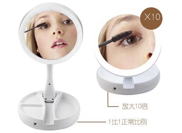 USB Rechargeable LED Ring Desk Lamp with Mirror