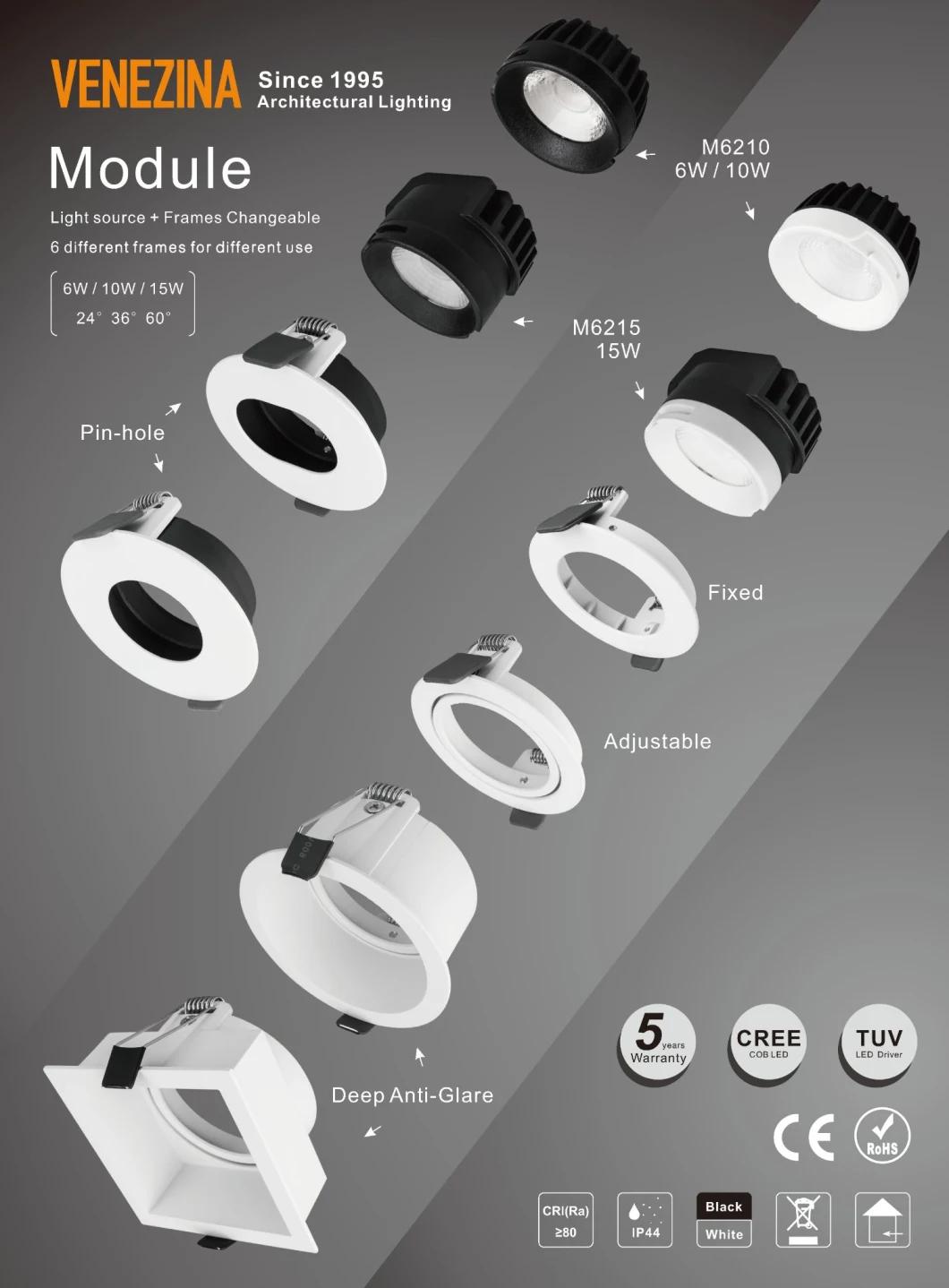 Pin-Hole Small Angle COB LED Frame Changeable LED Recessed Mounted Downlight