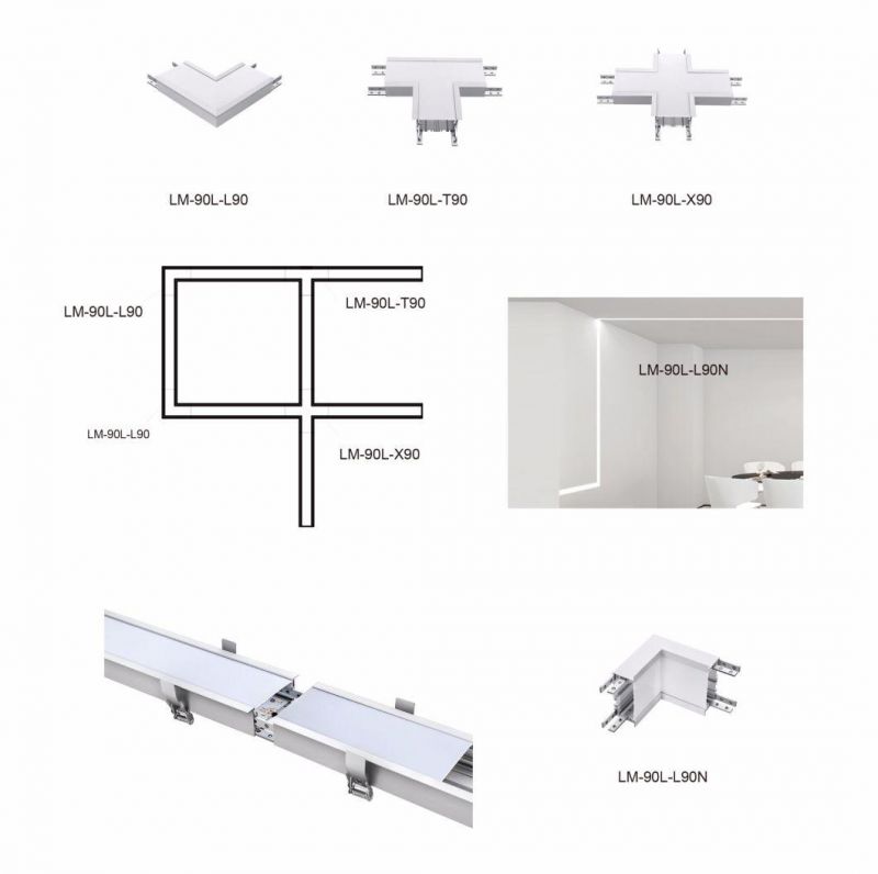 90*35mm LED Trunking Light Linear Light for Home/Office/Shopping Mall/Gym/School Lighting