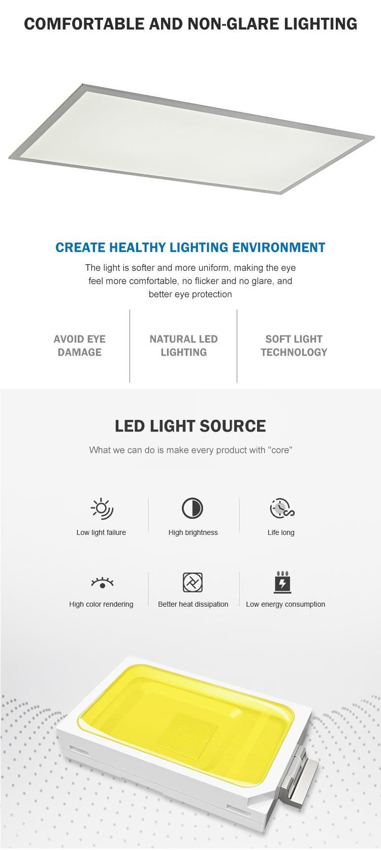 High Power Office PF0.9 85-265V LED Panel Light 600X600 48W