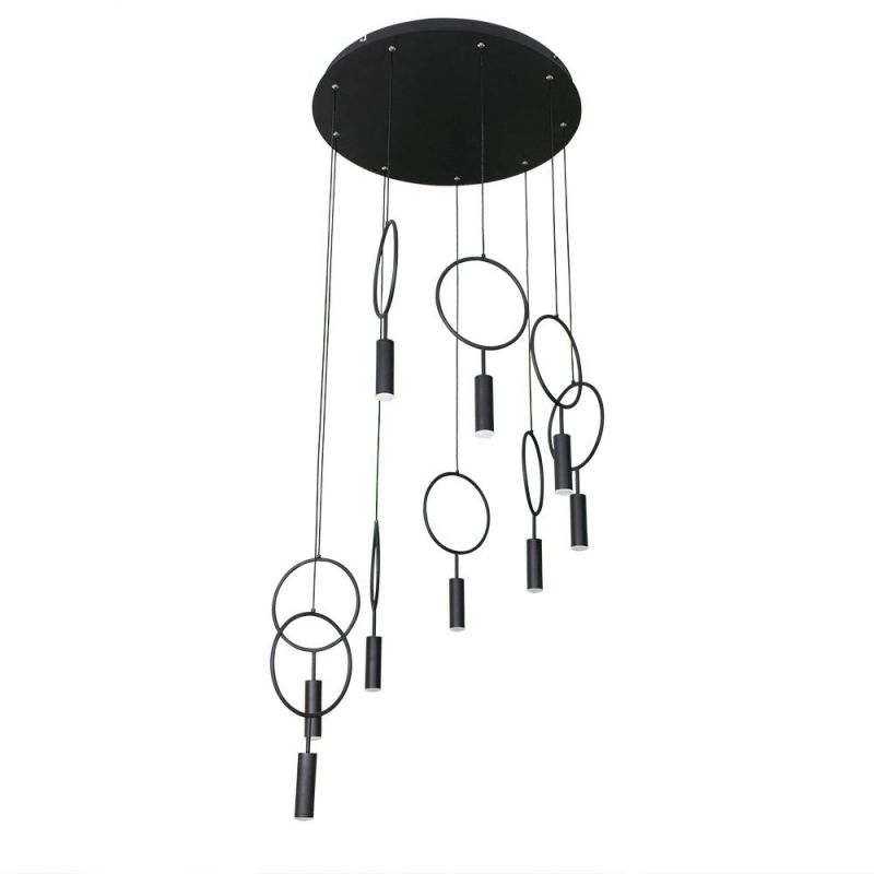 Masivel Black Stylish Simple Chandelier Light for Hall Hotel Living Room