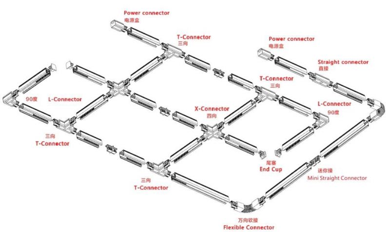 3 Phase Track Rail Ceiling Mount Suspension Kit with 3m Wire Track Accessories