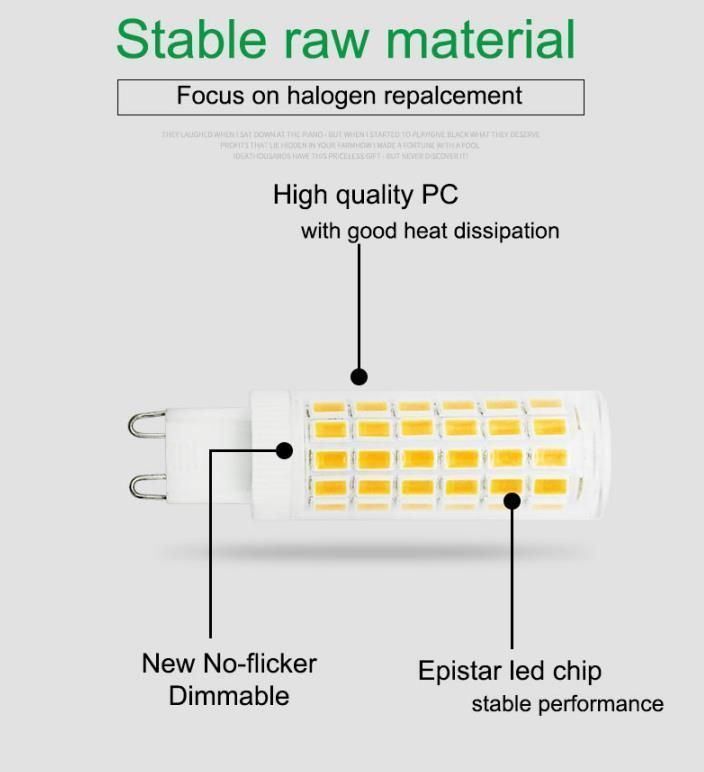 Ultra Bright G9 G4 LED Corn Lamp AC220V 6W 7W SMD2835 LED Crystal Silicone Candle Replace 60-70W Halogen Lamps Christmas Light Bulb with No-Flicker and Dimmable