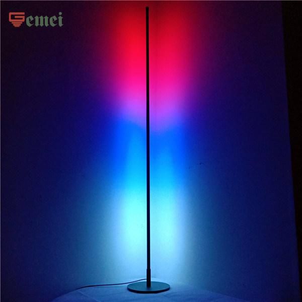 Modern Minimalist Remote RGB Color Changing Floor Light Aluminum Simple Bedroom Tude LED Standing Floor Lamp