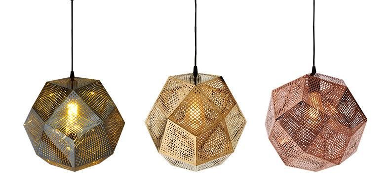 Postmodern Living Room Villa Fashion Clothing Shop Creative Polyhedron Pendant Light LED Etched Chandelier