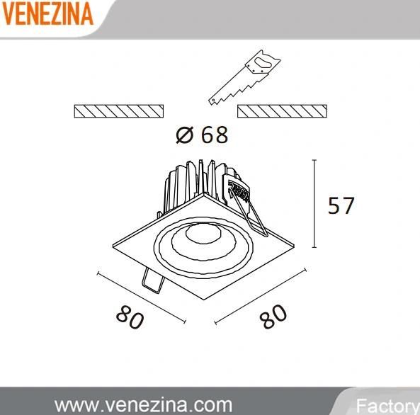 High Quality 6W/10W IP44 COB LED Spotlight Square Recessed LED Downlight