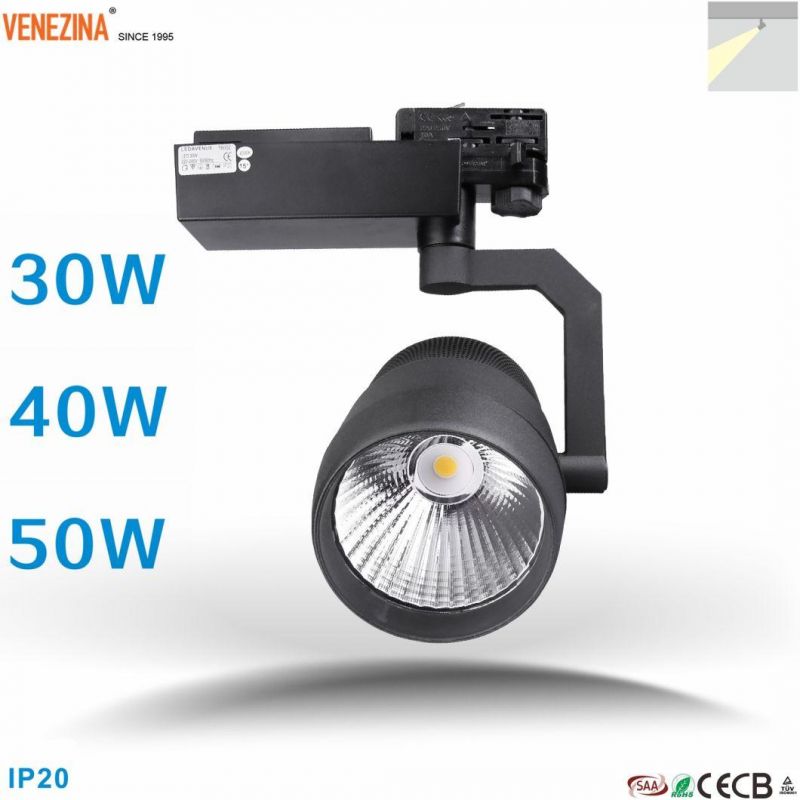 T6002 Ugr15 3-Circuit Track High Power LED 30W/40W/50W LED Track Spotlight