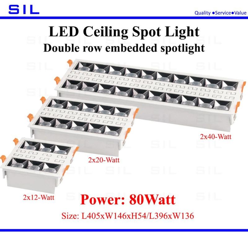 Double Row Embedded Circular Square Aperture 40watt LED Spotlight