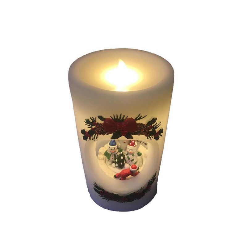 Auto Rotation Music Candle Wax Paraffin Decoration Christmas LED Flameless Candle