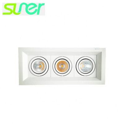 Directional LED Ceiling Spot Light Recessed Square COB Downlight 3X20W (3-Light) 4000K Nature White