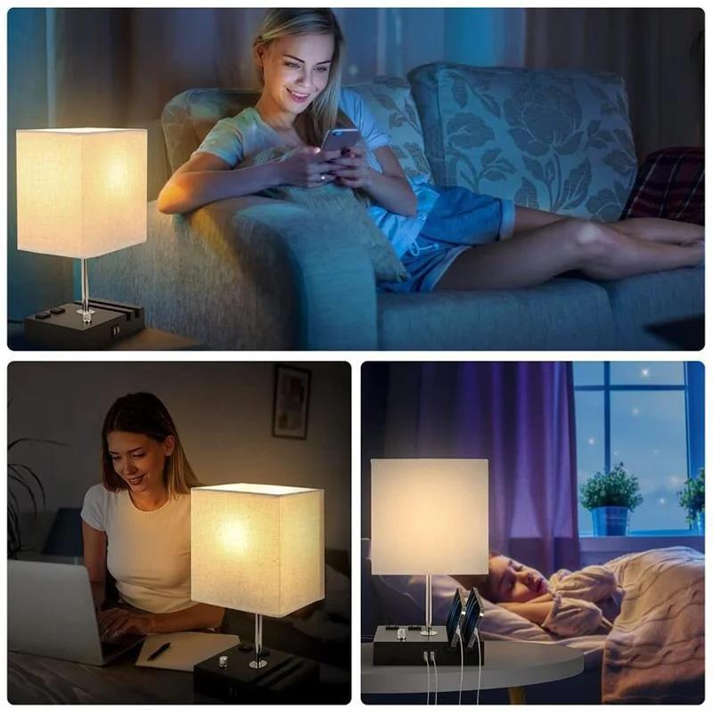 Modern LED Dimmable Indoor Bedroom Home USB Rechargeable Table Lamp