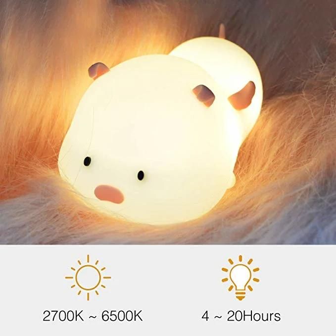 Pat Pig Night Light Touch Sensor Brightness Adjustable Safe Soft Silicone Baby Night for Kids
