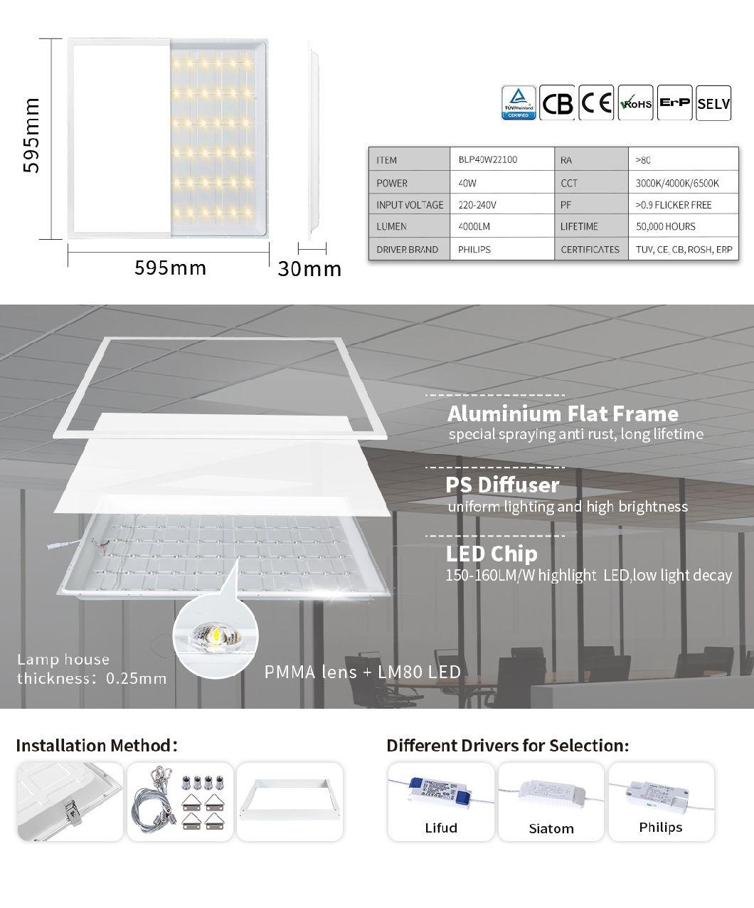 Famous Brand Orion Backlit Lighting LED Flat Panel Lamp 600X600 40W 48W Ceiling LED Panel Light Square LED Panel