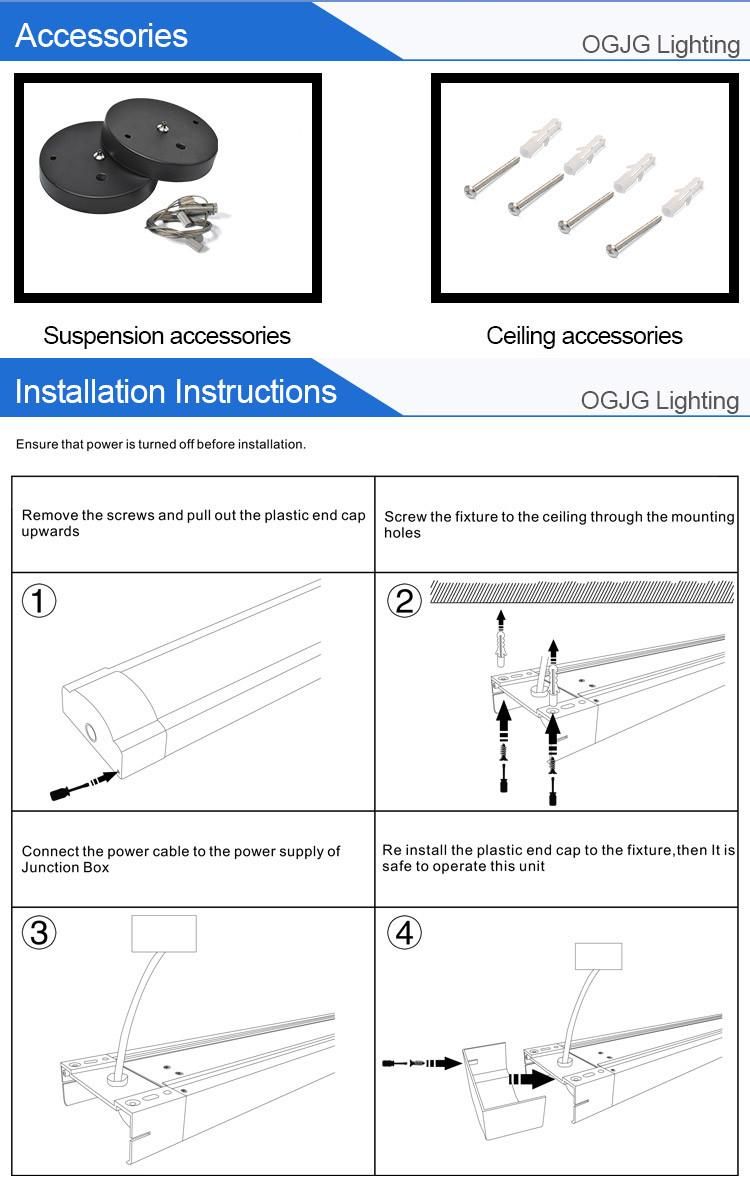 Modern Industrial Commercial Office Workshop Ceiling Pendant LED Linear Lighting