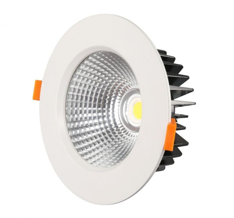 Round Recessed Aluminum White COB Source High Power LED Downlight
