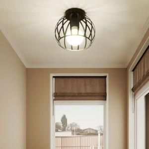 Vintage E27 Ceiling LED Light Modern Nordic Iron Retro Lamp Decor Living Room Bar Loft Black Home Light Cage Fixture