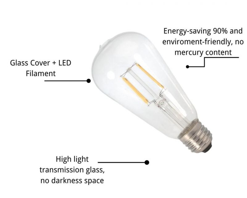 WiFi Control LED Lighting Filament Bulbs Lamp St64 Dimmable LED Lamp E27 Base LED Light 4W LED Bulb