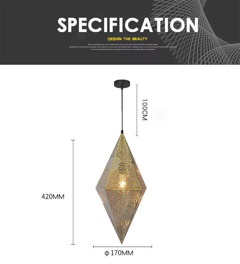 Modern Creative Art Stainless Steel Pendant Light LED Gold Chrome Rose Gold Geometric Polyhedron Chandelier