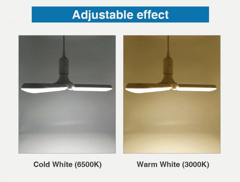 Newest E27 26/30W LED Bulb Fan Blades Foldable Light Super Bright Energy Saving Lights Ceiling Lamp