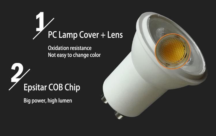 PC COB 2W GU10 LED 2700K Spotlight