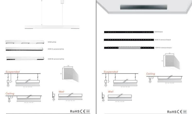 Ceiling Suspended Wall Surface LED Downlight Linear Lamp IP40 Down Light 1.2m Spot Light LED Down Light