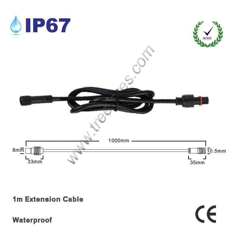 1m 2pin 3pin Waterproof Cable for 12V 24V IP68 IP67 Swimming Pool Lighting Extension Wire for Outdoor Garden Bathroom Light