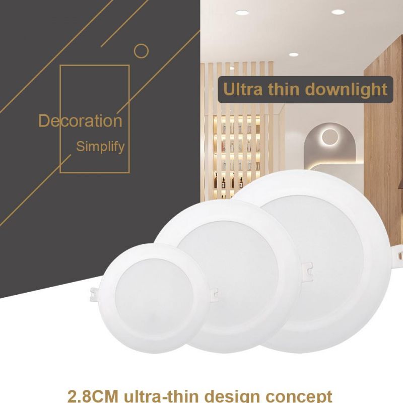 Factory Direct High Quality Indoor Lighting Recessed Round Slim Panel Light SMD 6W 10W 14W 17W 20W 24W LED Downlight