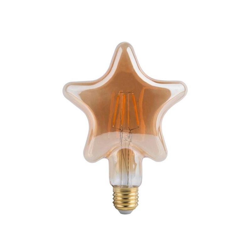 LED Vintage Bulb G125 Star Shape 4W Amber Glass New Energy Saving Soft Filament LED Global Bulb Lamp for Home Decoration and Indoor Lighting