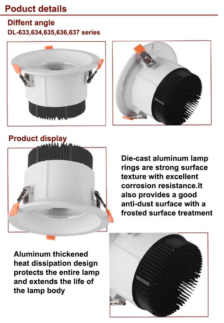 2020 New 24° /40° /60° Beam Angle Effect Adjustable IP20 up Down LED Spot Down Lamp Light
