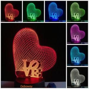 Valentine&prime;s Day Creative Gifts 3D LED Night Lights Romantic Ring Roses Heart Balloon Touch Table Lamp for Bedroom