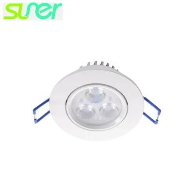 Adjustable Round Ceiling Lighting Recessed LED Spot Light 3X1w 3000K Warm White