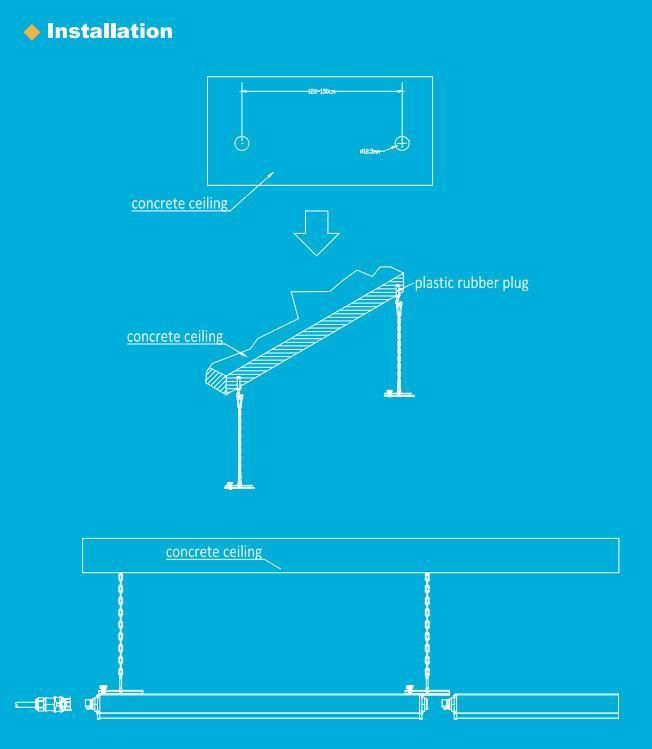 3000K 4000K 5000K 6000K 50W IP65 LED Linear Pendant Light