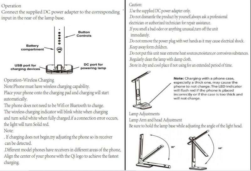 Portable High-Tech LED Table Lamp with Wireless Charger and LED Screen to Show Time, Temperature, and Calendar