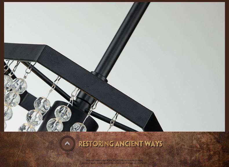 American Simple Wrought Iron Chandelier Restaurant Creative Retro Crystal Chandelier