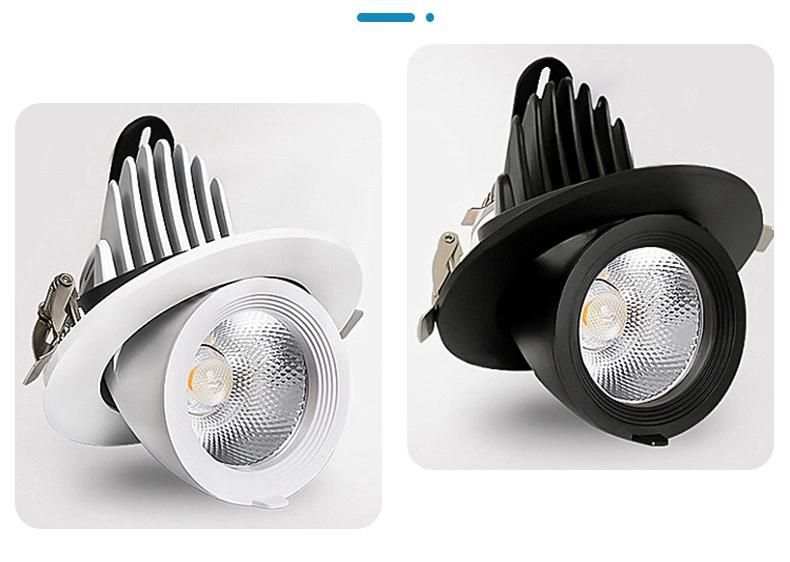Superior Quality CRI90 Color Adjustable Recessed Spotlights COB Trunk Down Light LED Gimbal Downlight