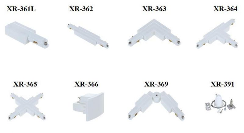 X-Track Single Circuit White Adaptor for 3wires Accessories (square)