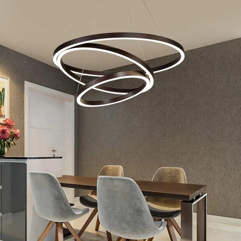 2022 Modern Dimmable Three Rings Acrylic Chandelier Office LED Lamps Loft Pendant Light