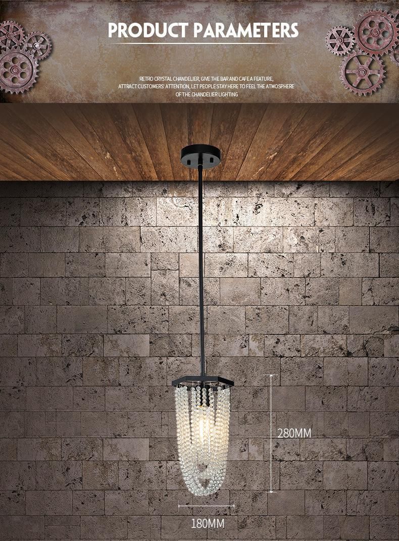 American Simple Wrought Iron Chandelier Restaurant Creative Retro Crystal Chandelier