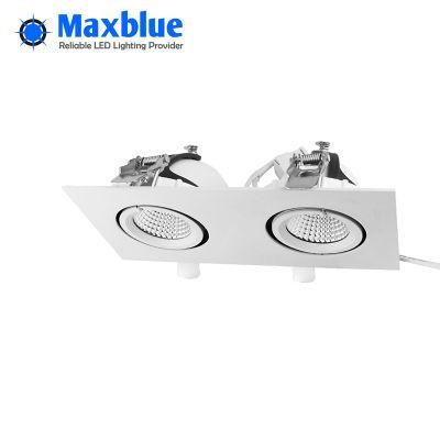 2*40W Double Head Square LED Gimbal Downlight Recessed LED Ceiling Light