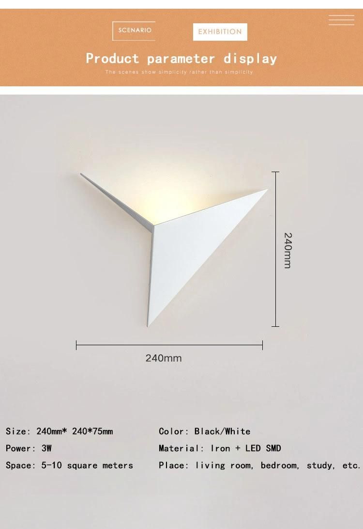LED Wall Light Creative Wrought Iron Special-Shaped Triangle Wall Light Nordic Minimalist Wall Light