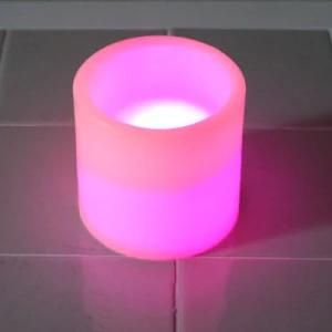 Automatic Color Change Round Pillar White LED Candle Smooth Surface