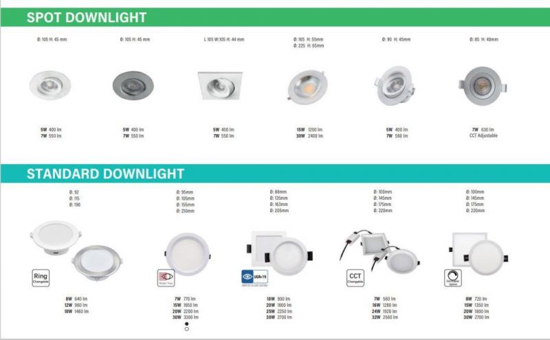 COB LED Downlight 7W 15W 20W CB Standard